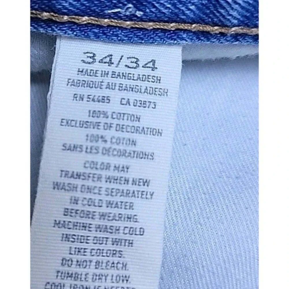 American Eagle Jeans Mens‎ 34x34 (36x33) Baggy Straight Blue Distressed Mid Rise